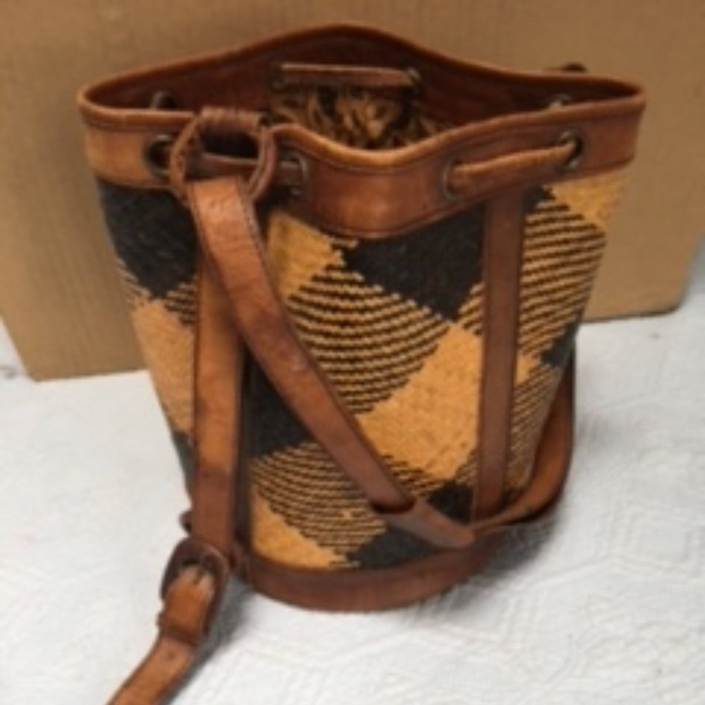 leather & rattan bag